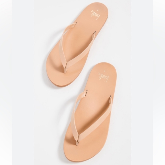 Beeks Seabird Neutral Nude Tan Leather Flip Flop Sandals - Picture 5 of 8